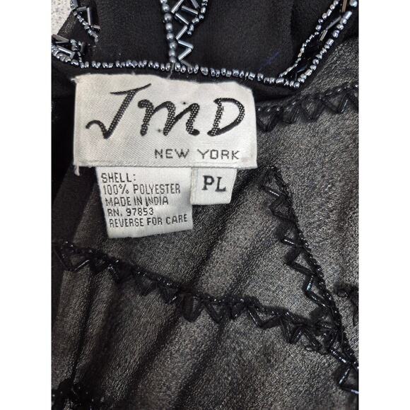 JMD New York Blouse Jacket Evening LP Sheer Black Fully Beaded Long Sleeves - Picture 2 of 6